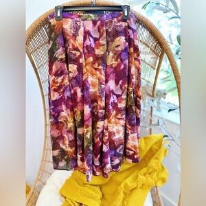COLDWATER CREEK FLORAL WATERCOLOR SKIRT SIZE PL- NEW WITH TAGS MULTICOLOR
